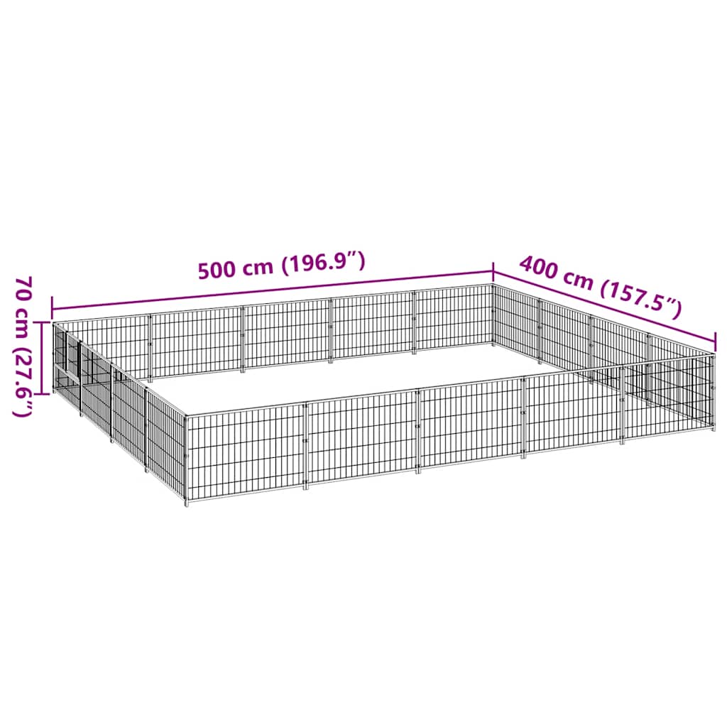 Gabbia per Cani Nera 20 m² in Acciaio | homemem39