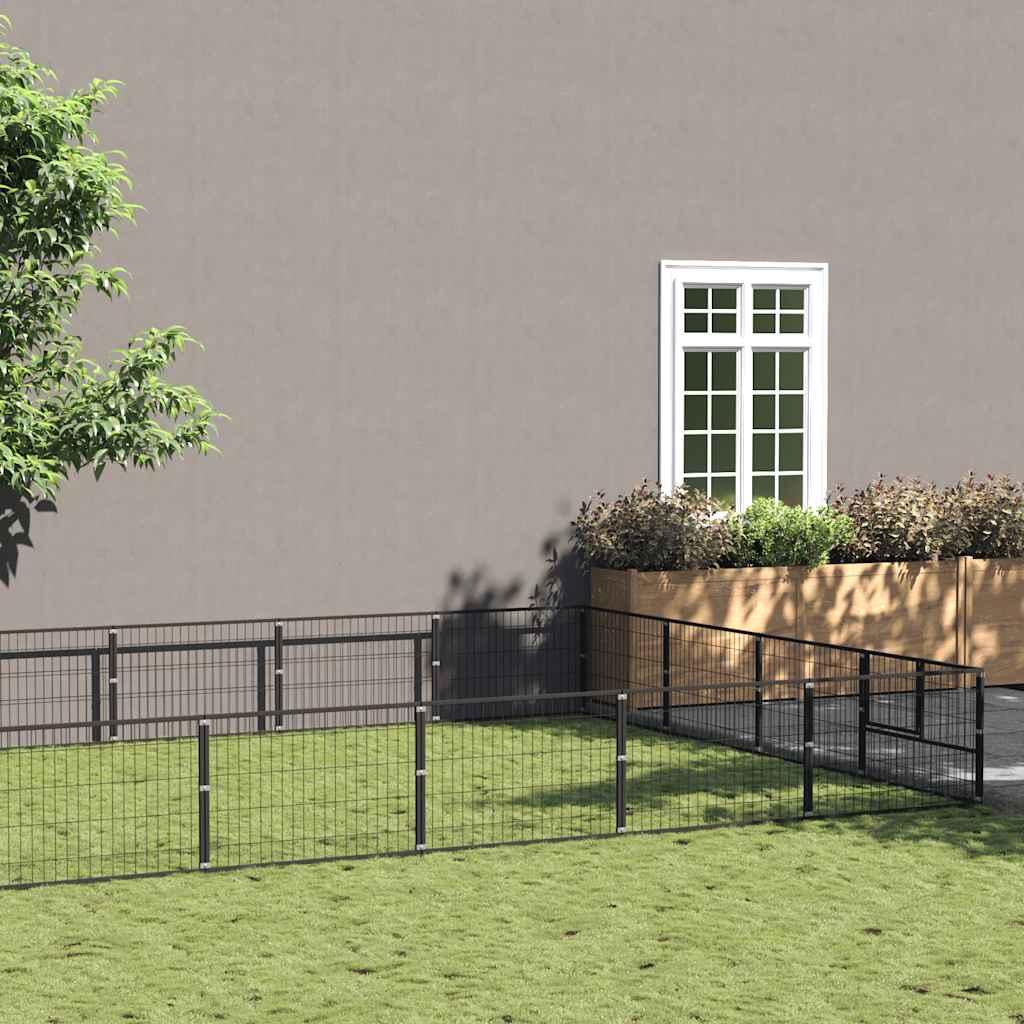 Gabbia per Cani Nera 32 m² in Acciaio