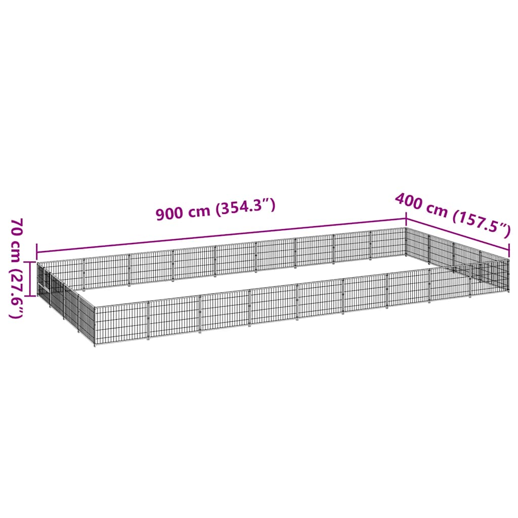 Gabbia per Cani Nera 36 m² in Acciaio | homemem39