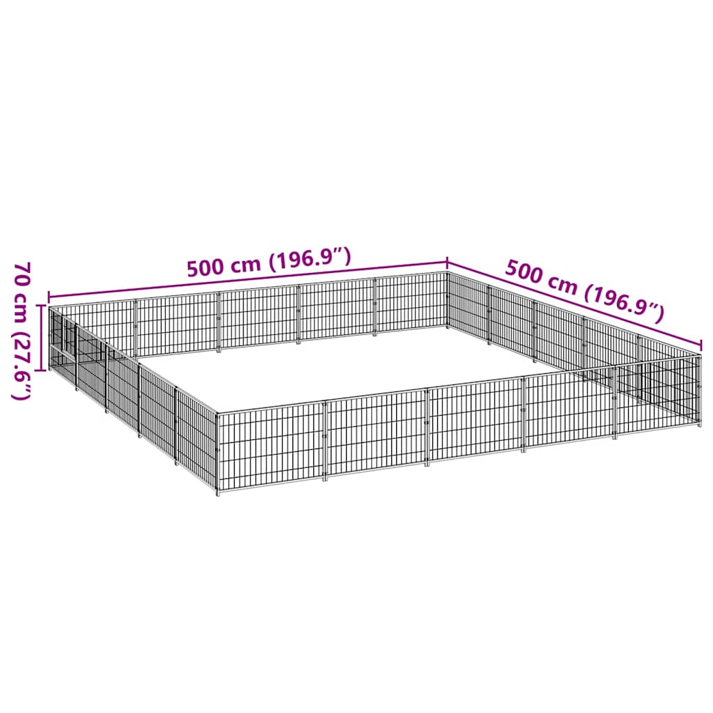 Gabbia per Cani Nera 25 m² in Acciaio | homemem39
