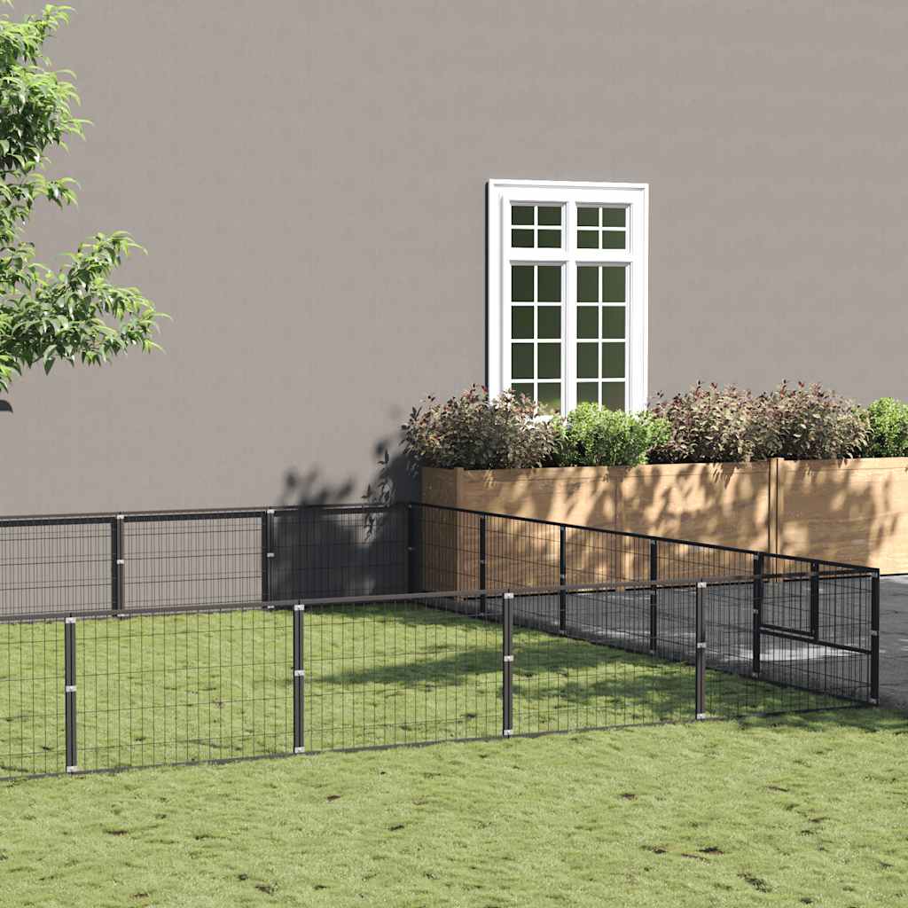 Gabbia per Cani Nera 30 m² in Acciaio