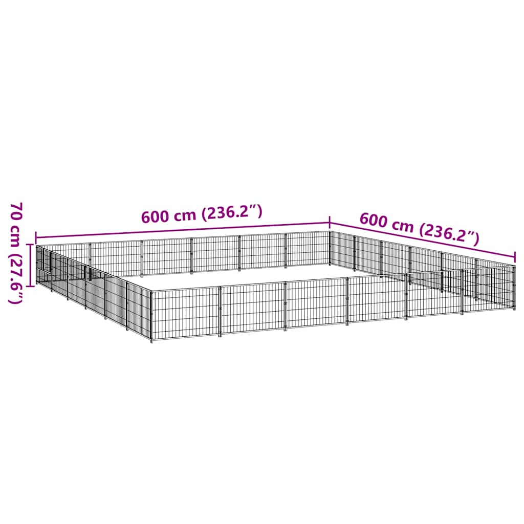 Gabbia per Cani Nera 36 m² in Acciaio | homemem39