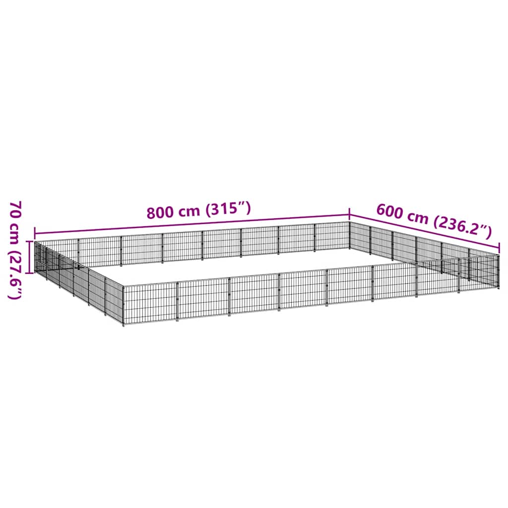Gabbia per Cani Nera 48 m² in Acciaio | homemem39