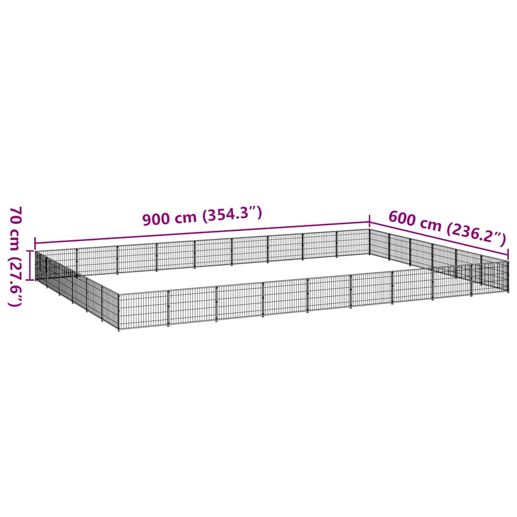 Gabbia per Cani Nera 54 m² in Acciaio | homemem39