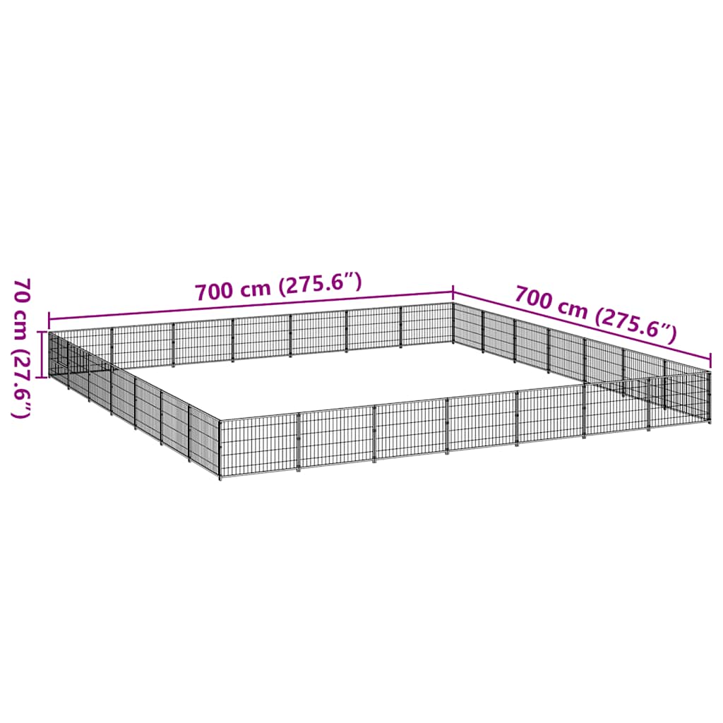Gabbia per Cani Nera 49 m² in Acciaio | homemem39