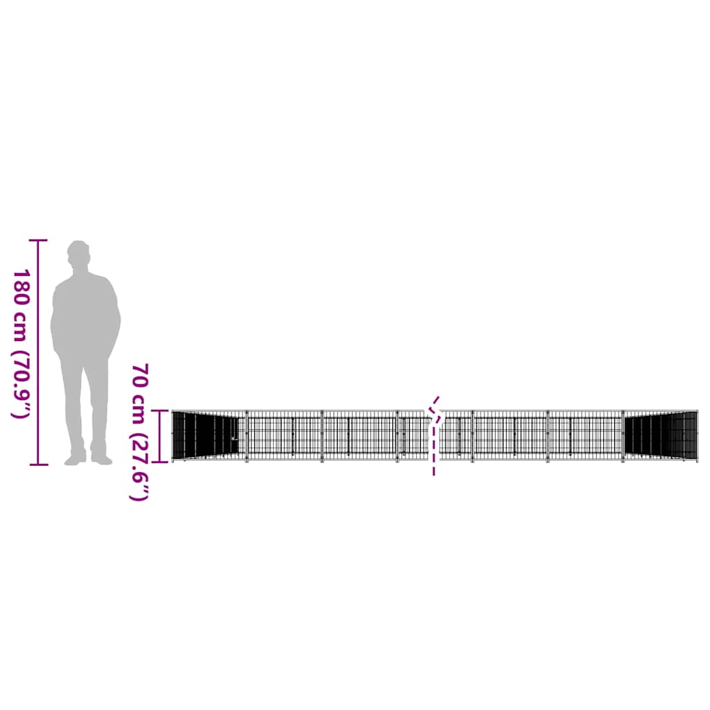 Gabbia per Cani Nera 64 m² in Acciaio | homemem39