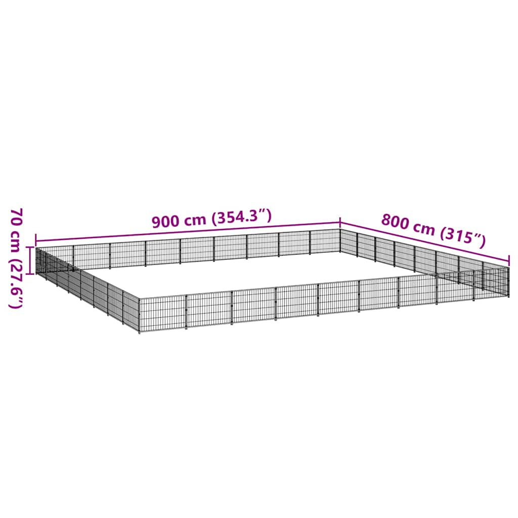 Gabbia per Cani Nera 72 m² in Acciaio | homemem39
