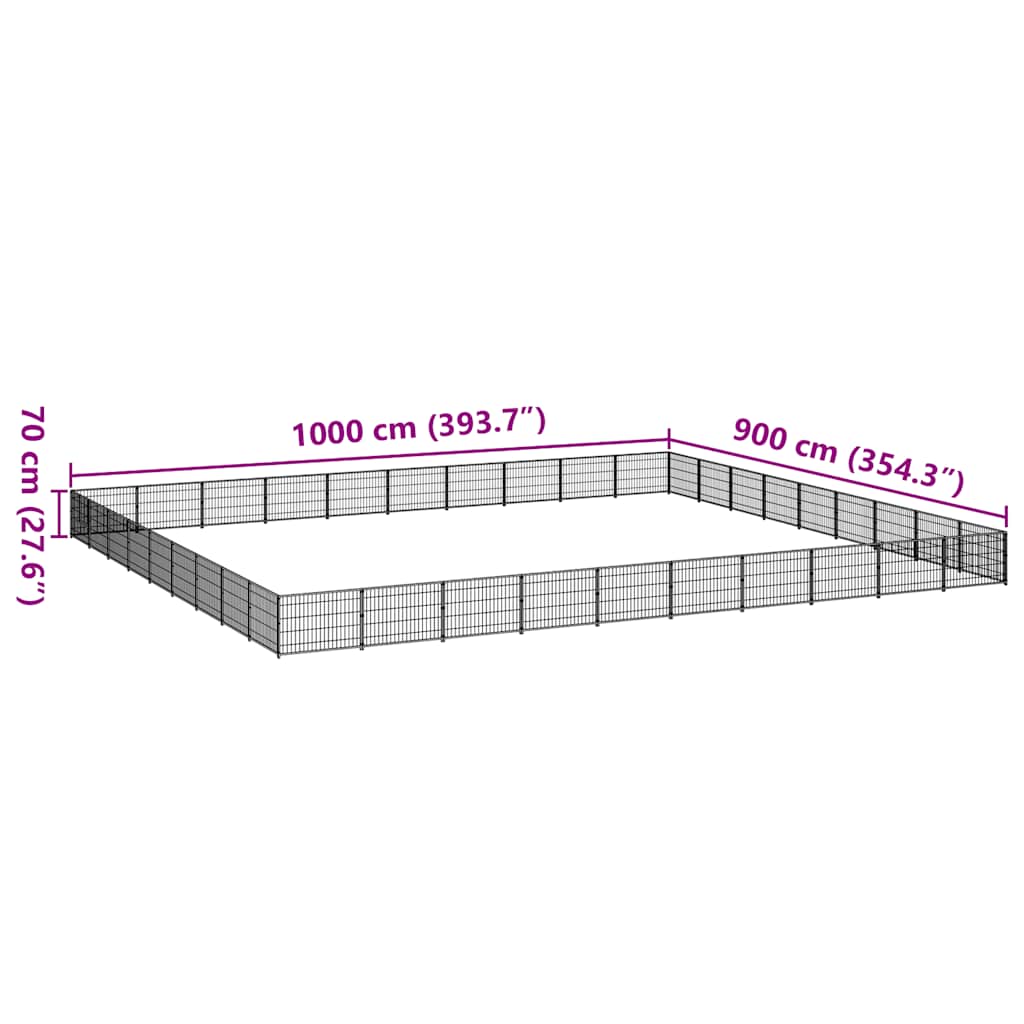 Gabbia per Cani Nera 90 m² in Acciaio | homemem39