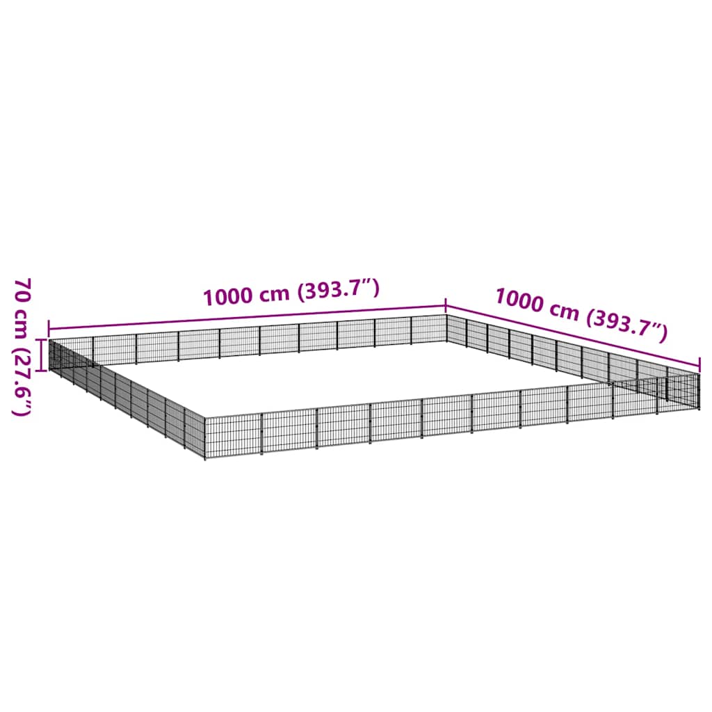 Gabbia per Cani Nera 100 m² in Acciaio | homemem39
