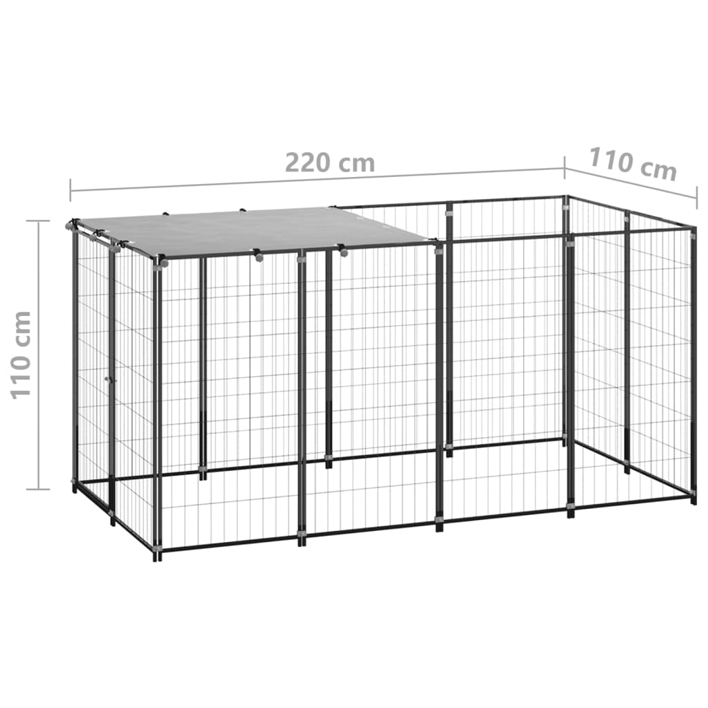 Gabbia per Cani Nera 2,42 m² in Acciaio | homemem39