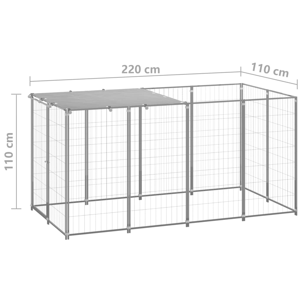 Gabbia per Cani Argento 2,42 m² in Acciaio | homemem39