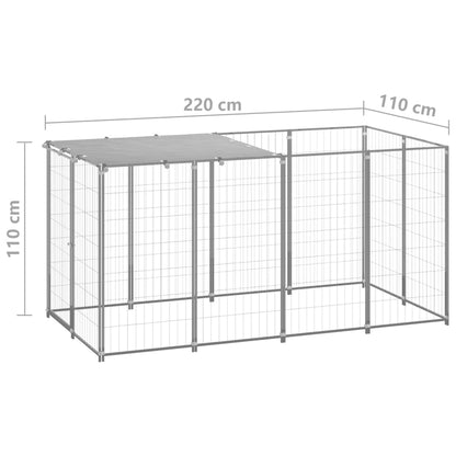 Gabbia per Cani Argento 2,42 m² in Acciaio | homemem39