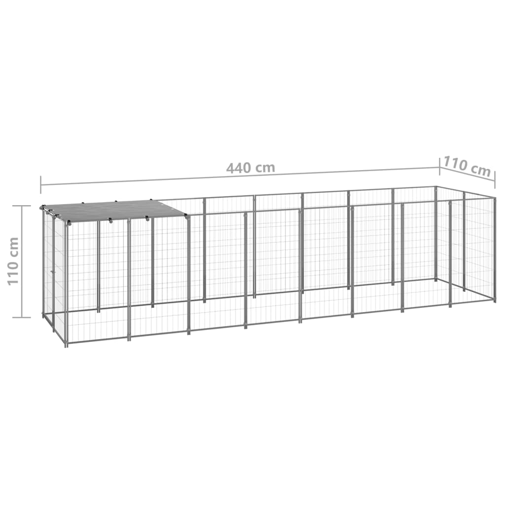 Gabbia per Cani Argento 4,84 m² in Acciaio | homemem39