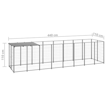 Gabbia per Cani Argento 4,84 m² in Acciaio | homemem39
