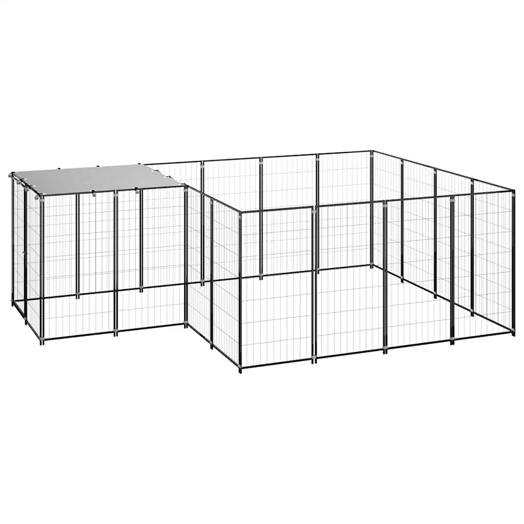 Gabbia per Cani Nera 6,05 m² in Acciaio | homemem39