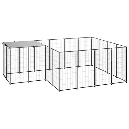 Gabbia per Cani Nera 6,05 m² in Acciaio | homemem39