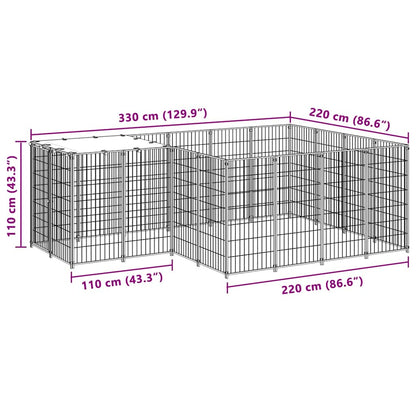 Gabbia per Cani Nera 6,05 m² in Acciaio | homemem39