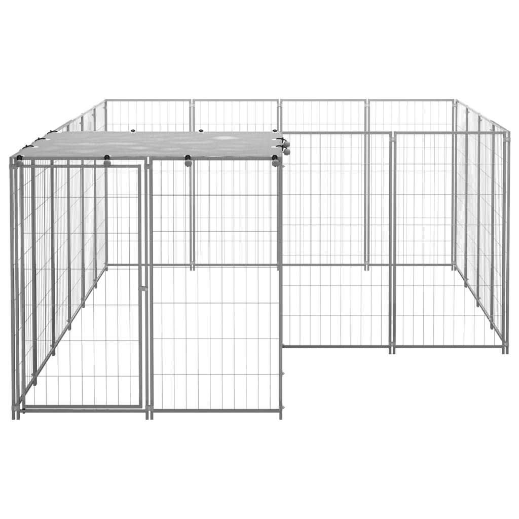 Gabbia per Cani Argento 6,05 m² in Acciaio | homemem39