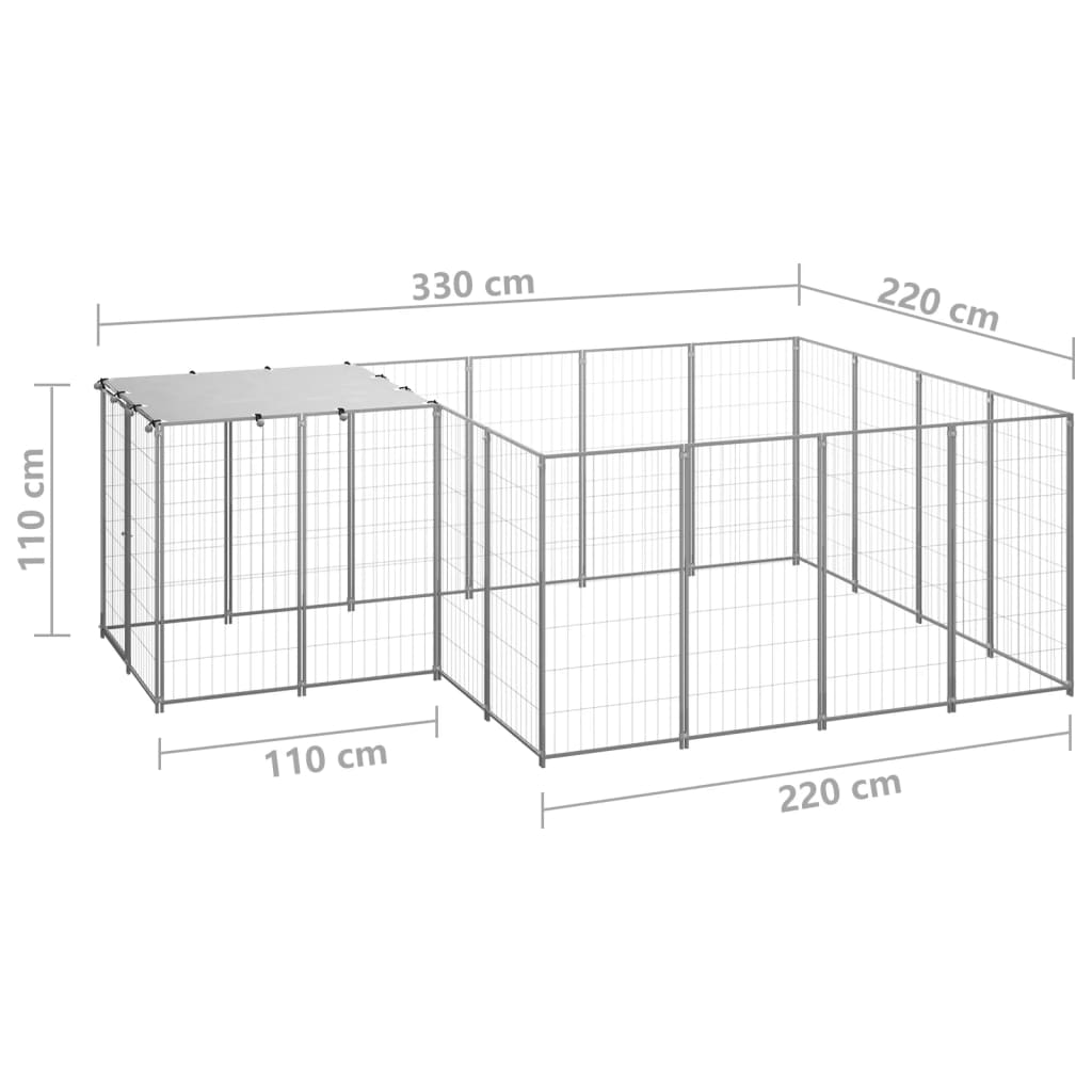 Gabbia per Cani Argento 6,05 m² in Acciaio | homemem39