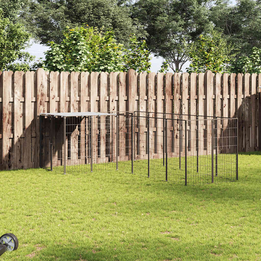 Gabbia per Cani Nera 4,84 m² in Acciaio | homemem39