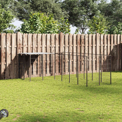 Gabbia per Cani Nera 4,84 m² in Acciaio | homemem39