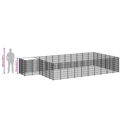 Gabbia per Cani Nera 19,36 m² in Acciaio | homemem39