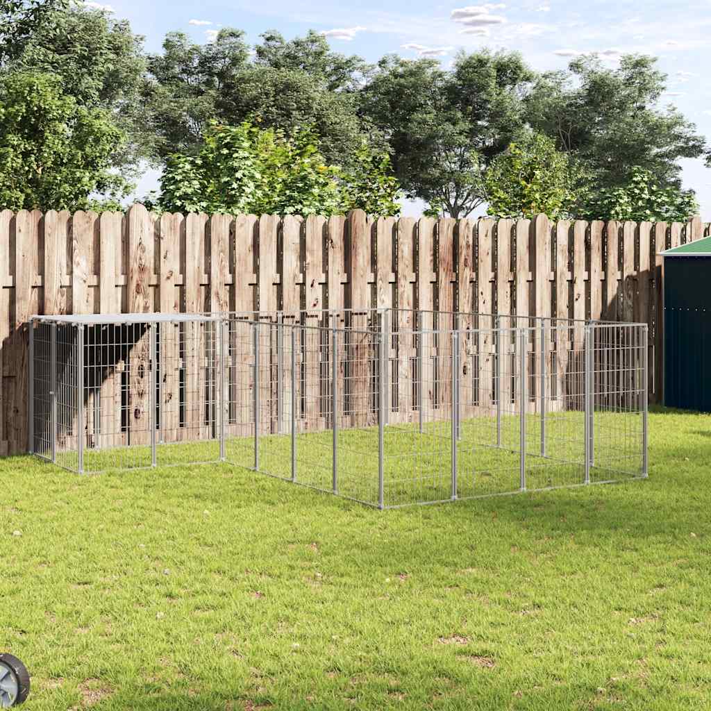 Gabbia per Cani Argento 8,47 m² in Acciaio | homemem39