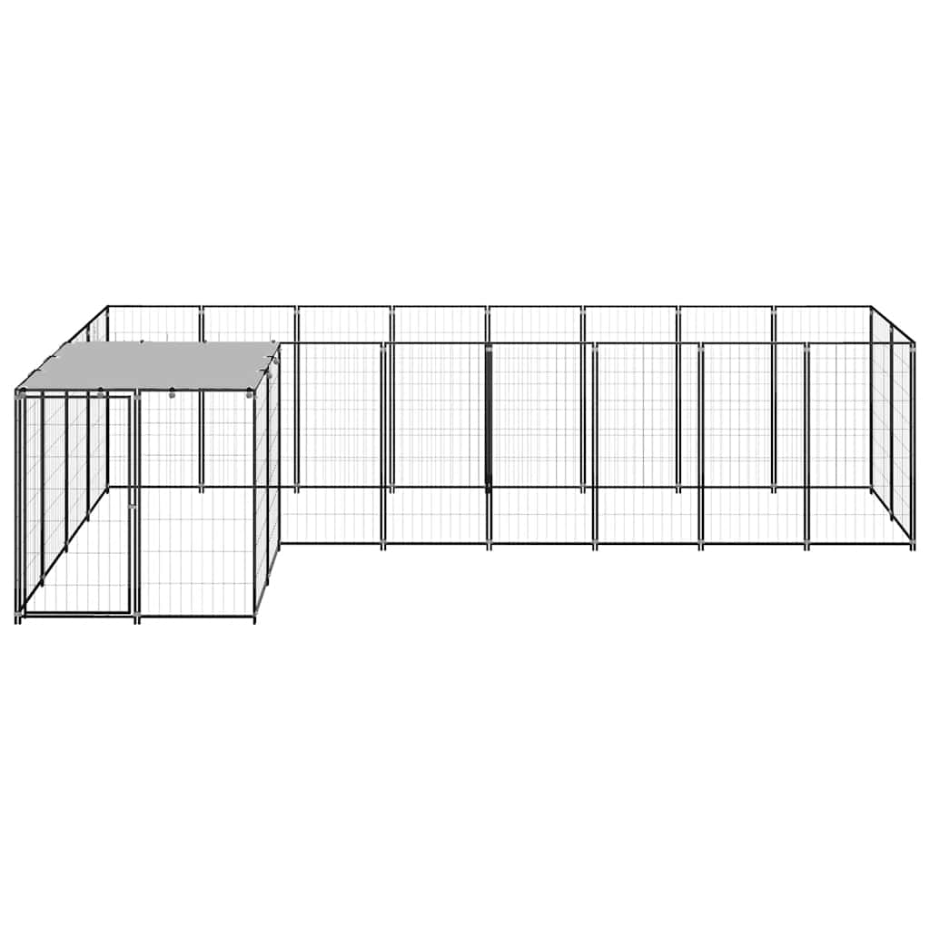 Gabbia per Cani Nera 6,05 m² in Acciaio | homemem39