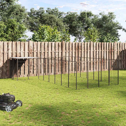 Gabbia per Cani Nera 10,89 m² in Acciaio | homemem39