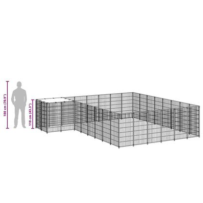 Gabbia per Cani Nera 15,73 m² in Acciaio