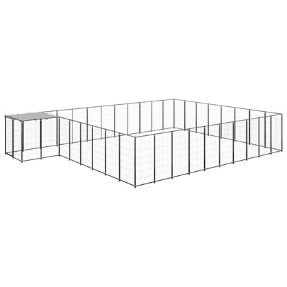 Gabbia per Cani Nera 25,41 m² in Acciaio