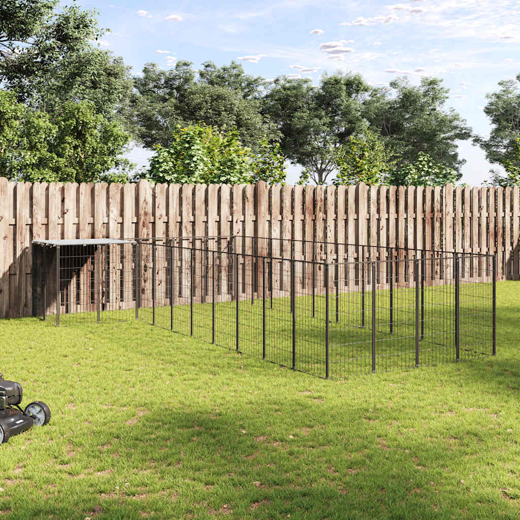 Gabbia per Cani Nera 13,31 m² in Acciaio