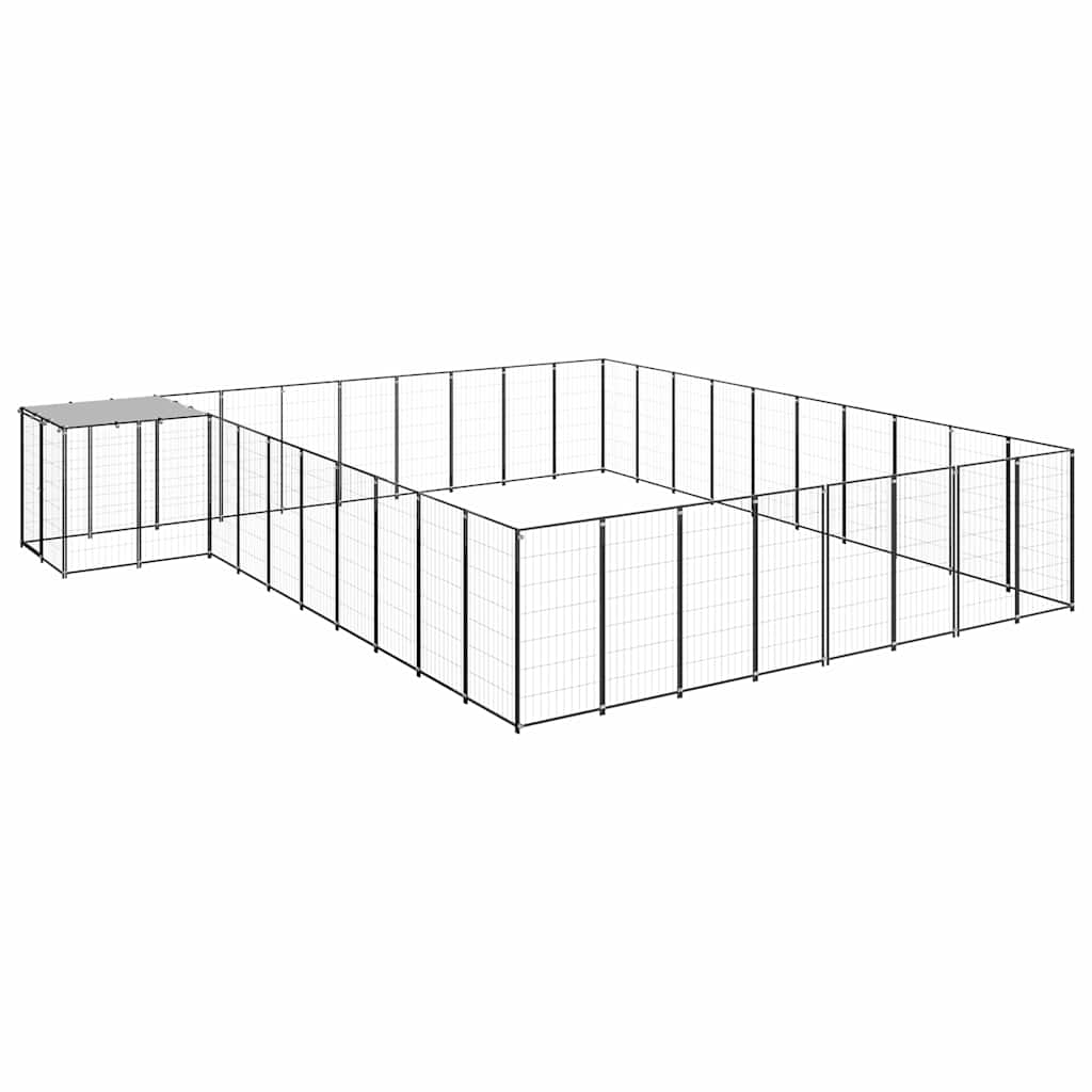 Gabbia per Cani Nera 25,41 m² in Acciaio