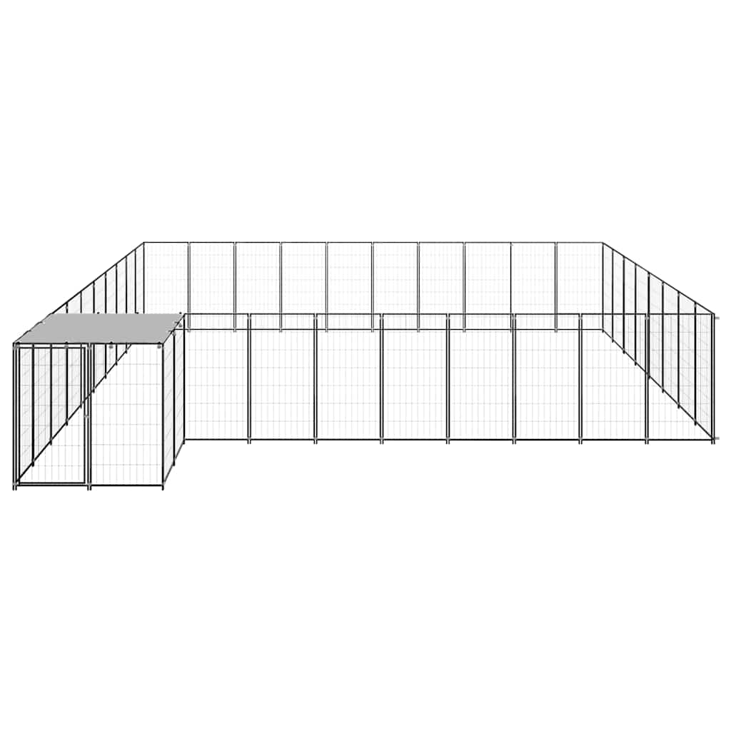 Gabbia per Cani Nera 25,41 m² in Acciaio