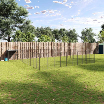 Gabbia per Cani Nera 31,46 m² in Acciaio