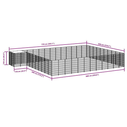Gabbia per Cani Nera 37,51 m² in Acciaio | homemem39