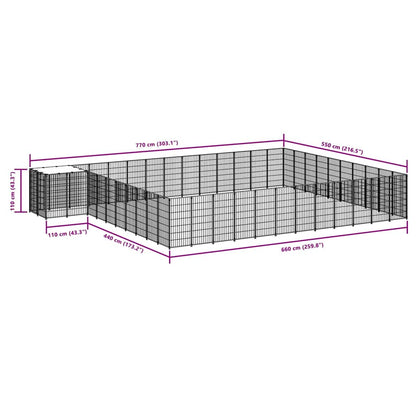 Gabbia per Cani Nera 37,51 m² in Acciaio