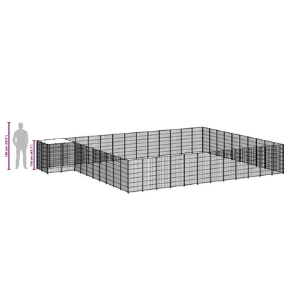 Gabbia per Cani Nera 37,51 m² in Acciaio