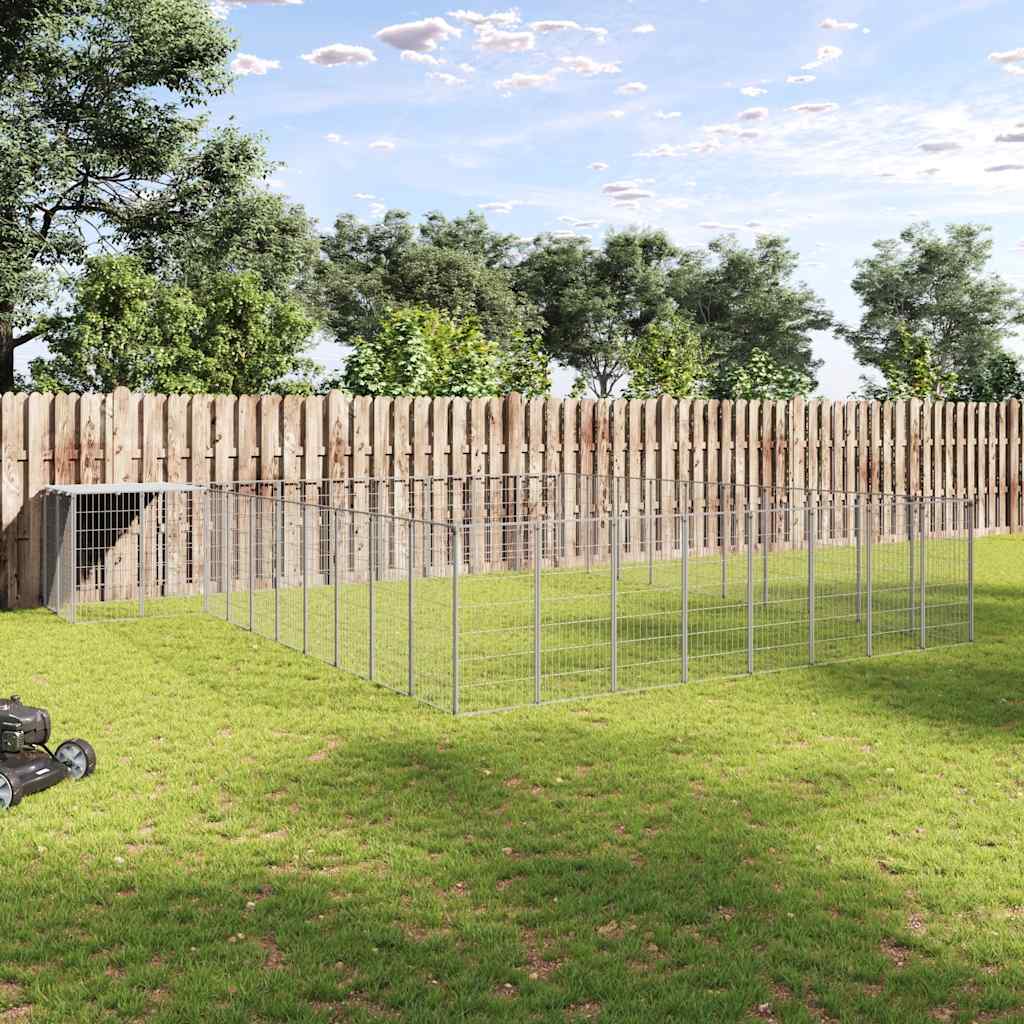 Gabbia per Cani Argento 25,41 m² in Acciaio | homemem39