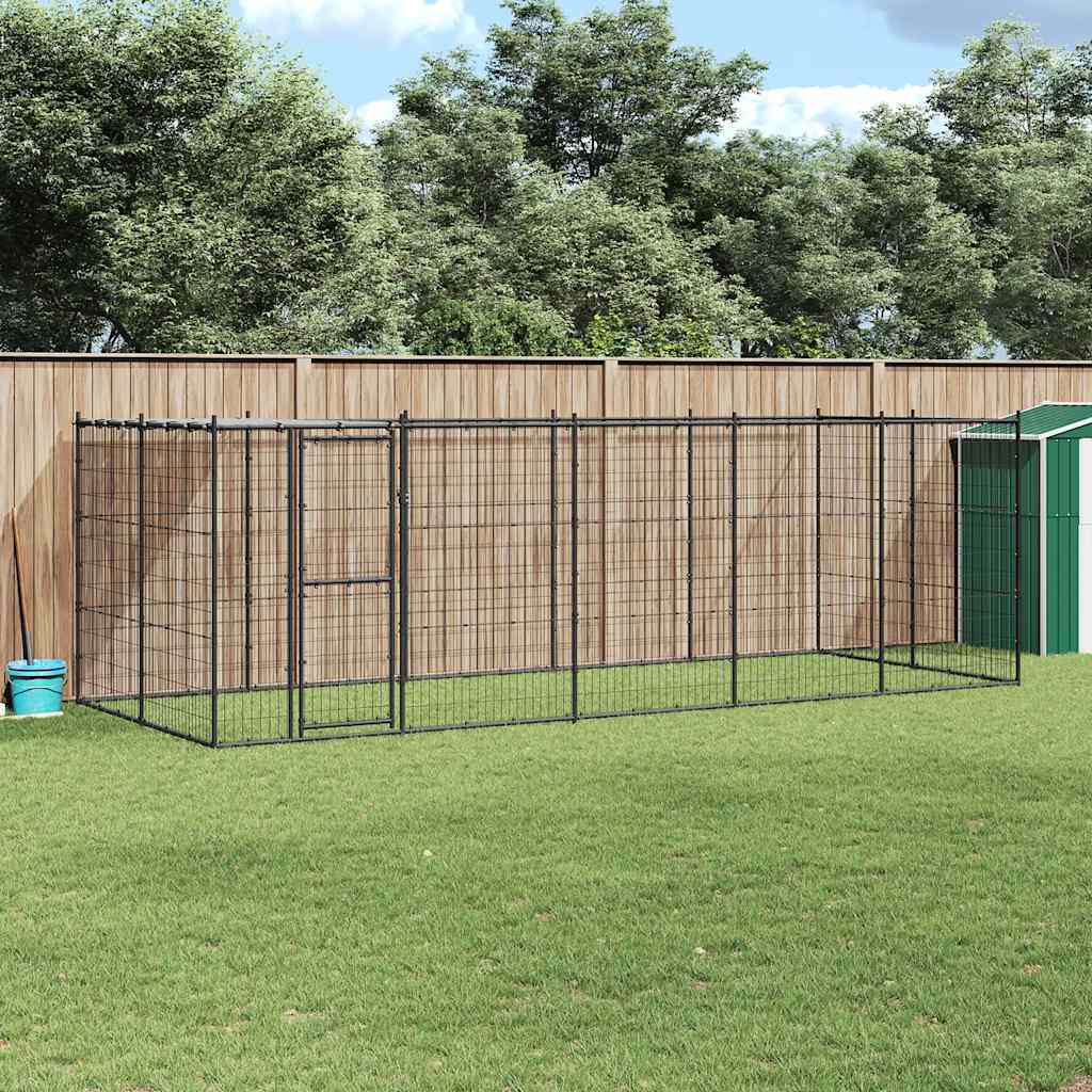 Gabbia per Cani da Esterno in Acciaio con Tetto 12,1 m² | homemem39