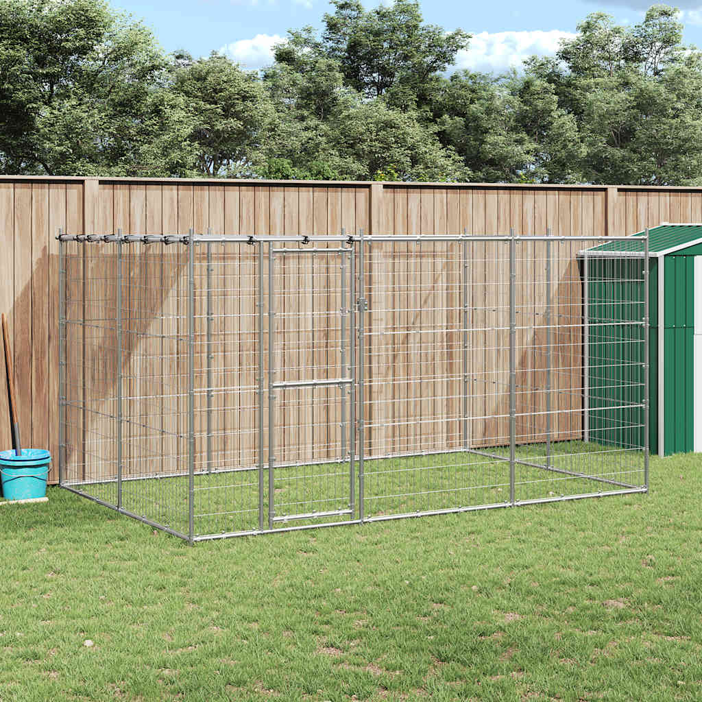 Gabbia per Cani da Esterno in Acciaio Zincato con Tetto 7,26 m² | homemem39