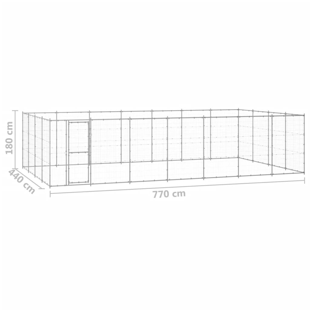 Gabbia per Cani da Esterno in Acciaio Zincato 33,88m² | homemem39