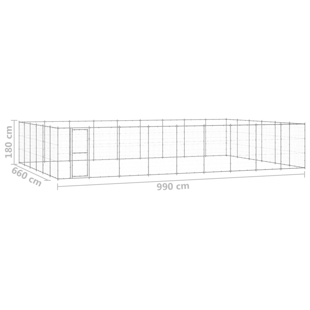 Gabbia per Cani da Esterno in Acciaio Zincato 65,34 m² | homemem39