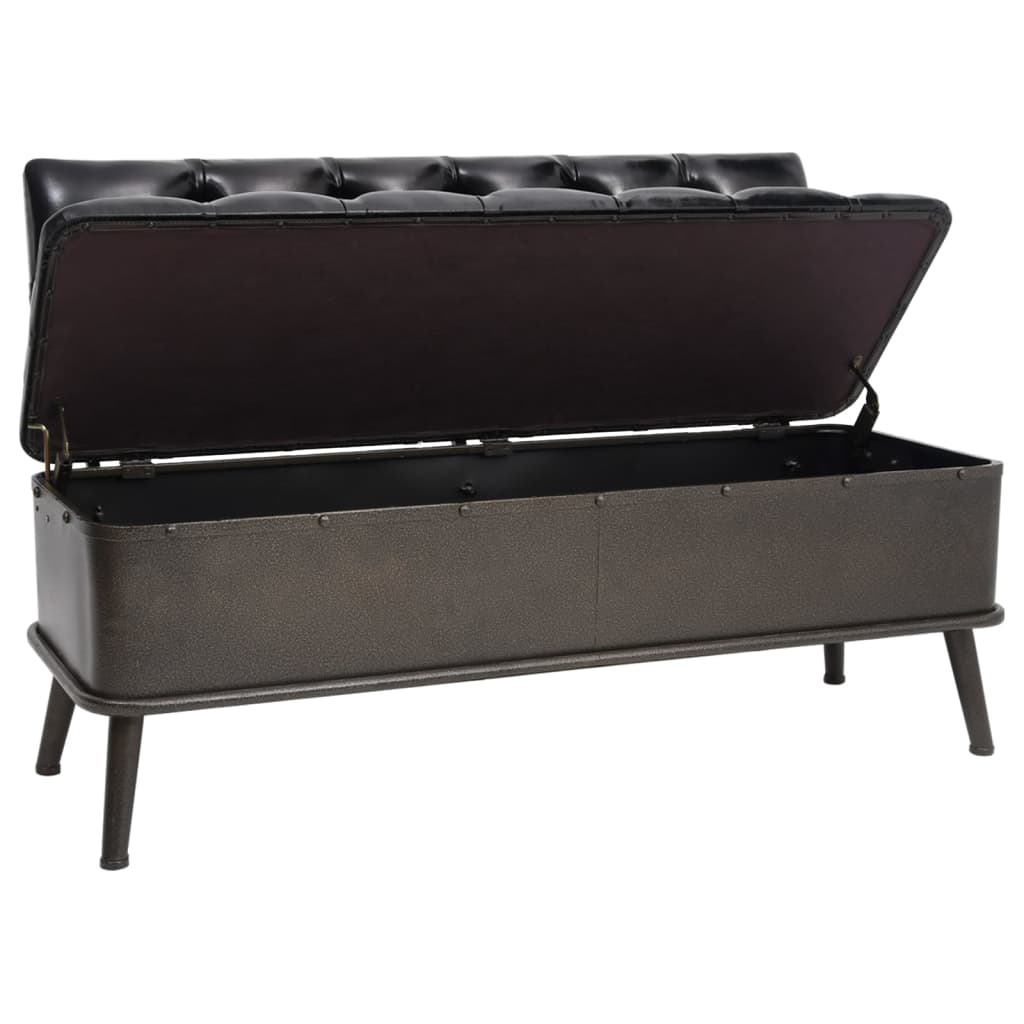 Cassapanca con Schienale 110 cm Nera in Similpelle | homemem39