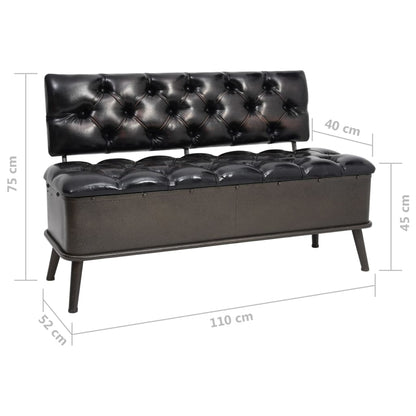 Cassapanca con Schienale 110 cm Nera in Similpelle | homemem39