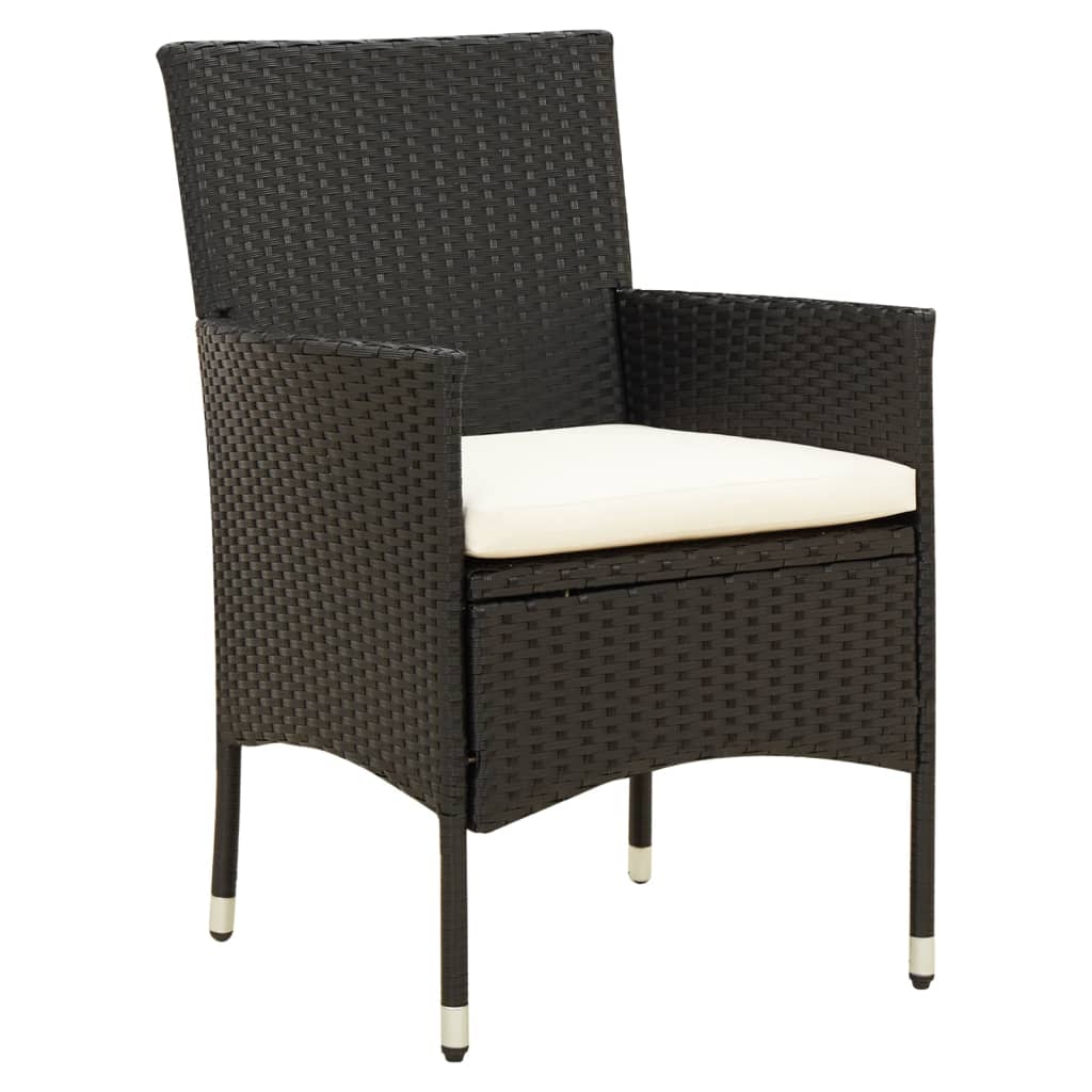 Sedie da Giardino 2 pz con Cuscini in Polyrattan Nere | homemem39