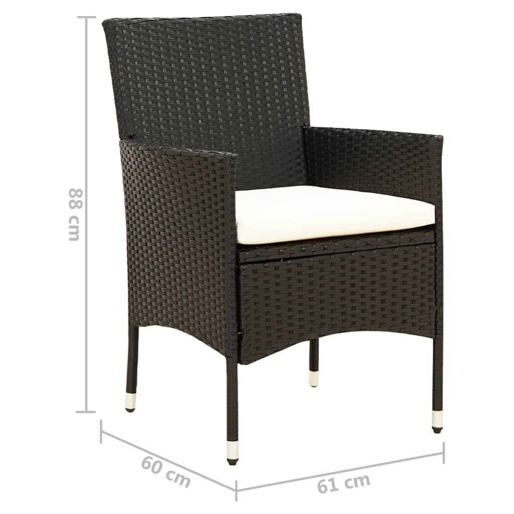 Sedie da Giardino 2 pz con Cuscini in Polyrattan Nere | homemem39