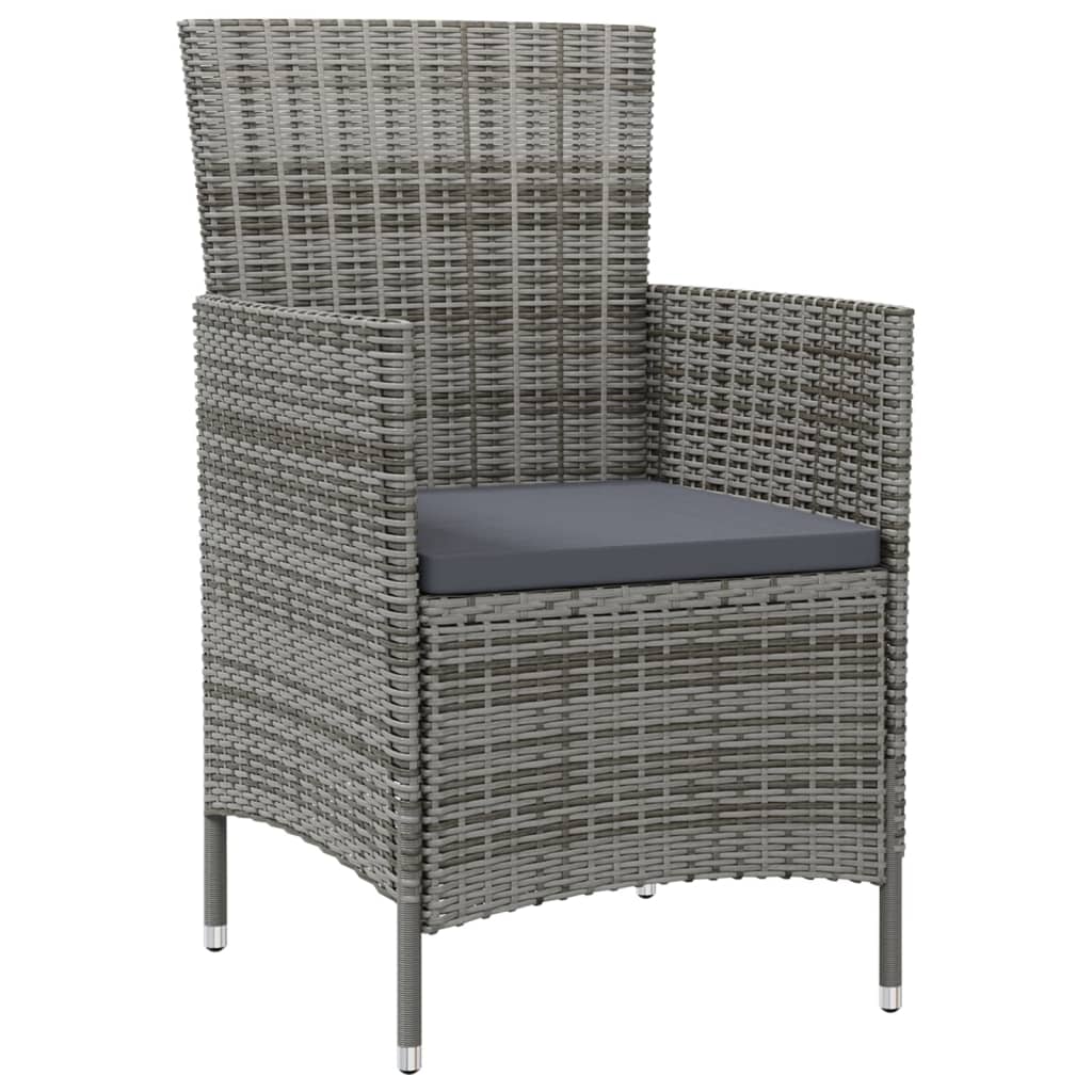 Sedie da Giardino 2 pz con Cuscini in Polyrattan Grigio | homemem39