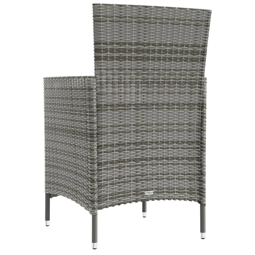 Sedie da Giardino 2 pz con Cuscini in Polyrattan Grigio | homemem39