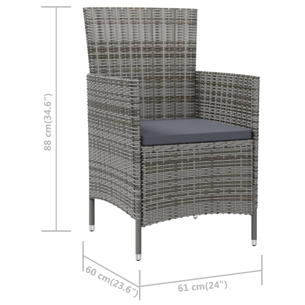 Sedie da Giardino 2 pz con Cuscini in Polyrattan Grigio | homemem39